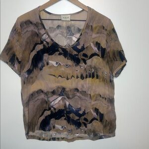 Wrap London abstract pattern silk top size 10